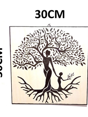 Handmade wooden frame Woman - Tree 30x30cm