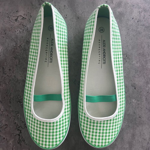 Alexi Andriotti ballet flats new, green-white checked, size 39