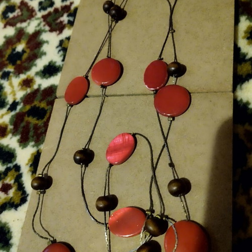 Necklace used, black and silver pendant