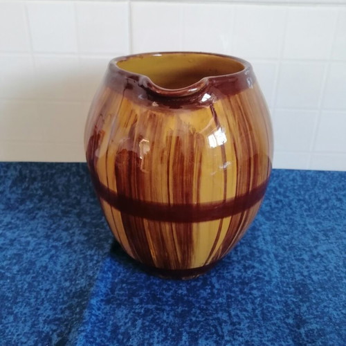 Clay wine jug vintage handmade glazed ceramic