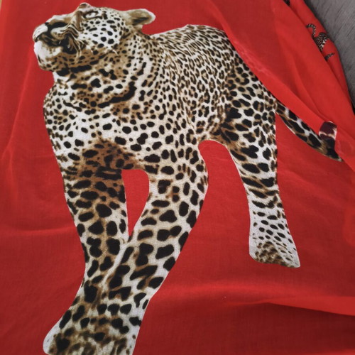 Red pareo with leopard print like new