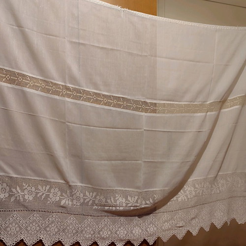 Curtain white cream with handmade lace like new