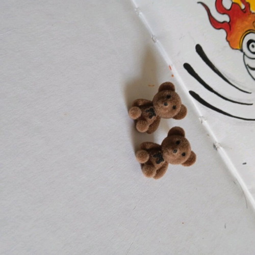 Bear earrings new, brown and silver