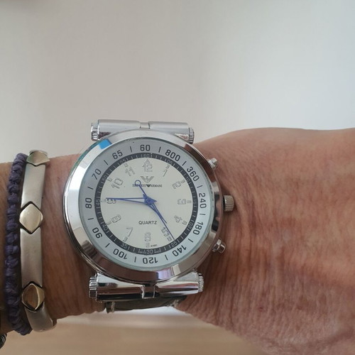 Emporio Armani watch black and white like new with leather strap