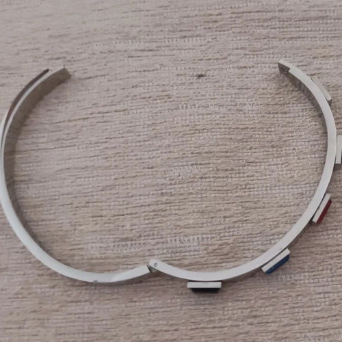 Stainless Steel Bracelet with Colorful Stones like new, oval shape