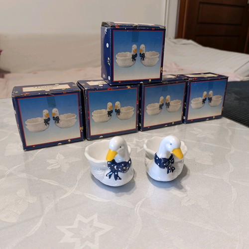 Porcelain duck-shaped egg cups new, pack of 5 sets