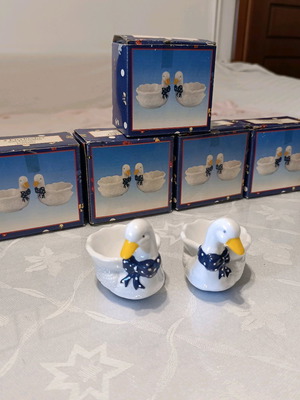 Porcelain duck-shaped egg cups new, pack of 5 sets