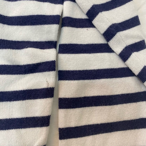 Cardigan with buttons white and blue stripes used, size S