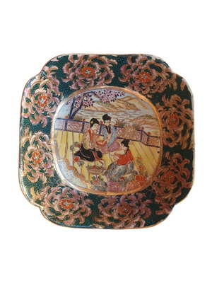 Vintage SATSUMA decorative square plate used