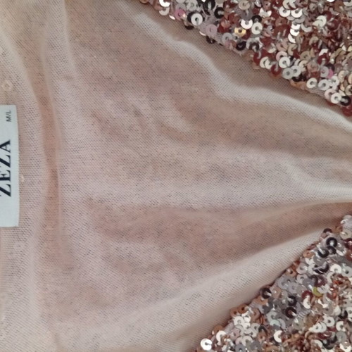 Embroidered Mini Dress with Gold Sequins, New, Size M-L