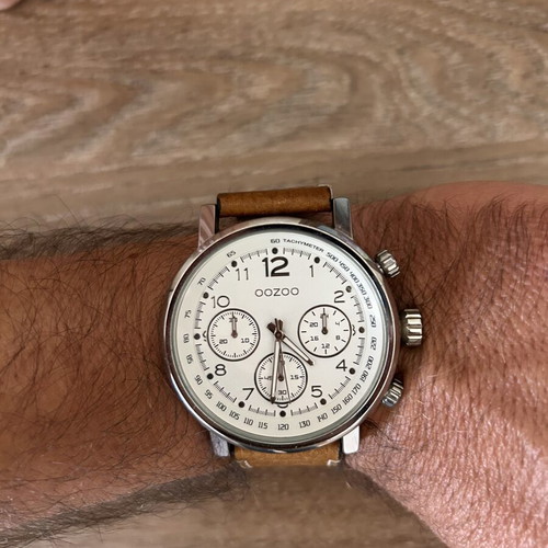Oozoo watch used with brown strap
