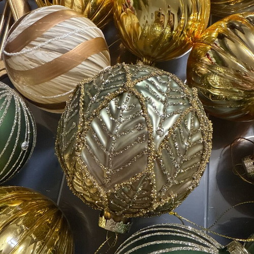 Christmas balls new, gold and green