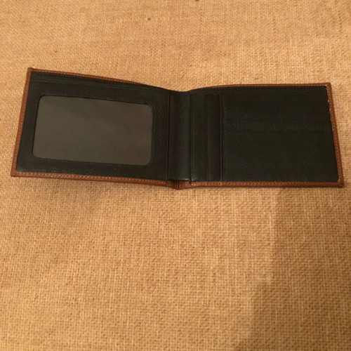 GA leather wallet black with brown frame new