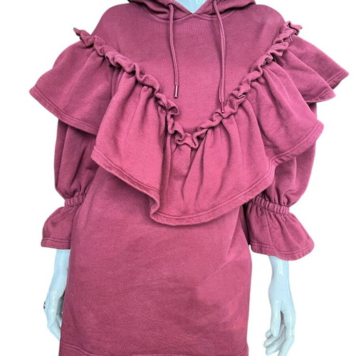 Viktor & Rolf Everywear Ruffle Hooded Dress used, size XS, red