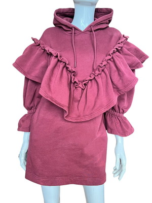 Viktor & Rolf Everywear Φόρεμα με κουκούλα και βολάν μεταχειρισμένο, μέγεθος XS, κόκκινο