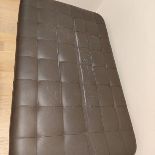 SATO-entos three-seater sofa bed used, reclining backrest, dark brown