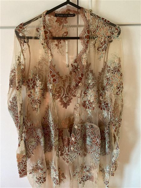 Nidodileda Vintage kimono/ Nidodileda vintage lace kimono / maxi dress with green details
