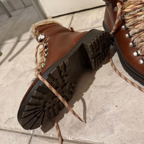 Zara winter brown fur ankle boots like new, size 37