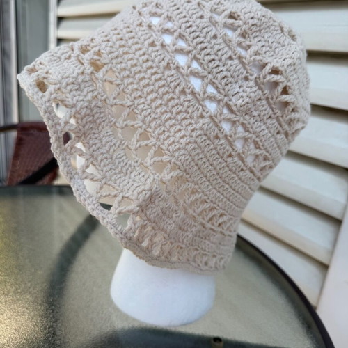 Handmade Crochet Lace Bucket Hat new, cotton summer sun hat
