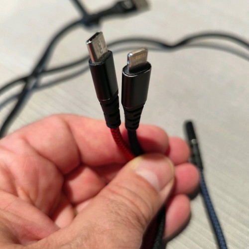 USB cable used for charging and transfer to USB-C and iPhone