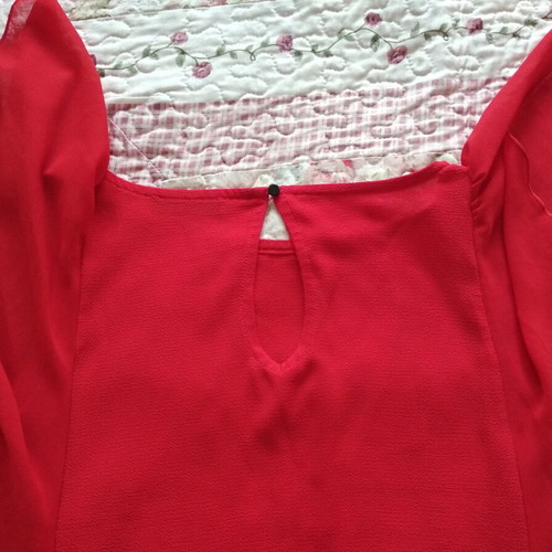 Short-sleeve blouse with ruffles used, La Redoute Collections, size XS, red