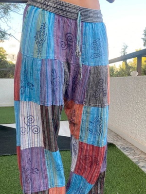 Boho ethnic φαρδυά παντελόνα patchwork σαν καινούργιο, yoga pilates festival
