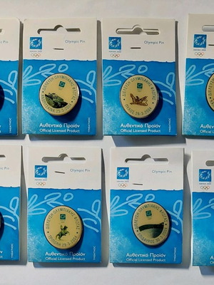 Olympic Flame Route A pins new, complete 2004 series
