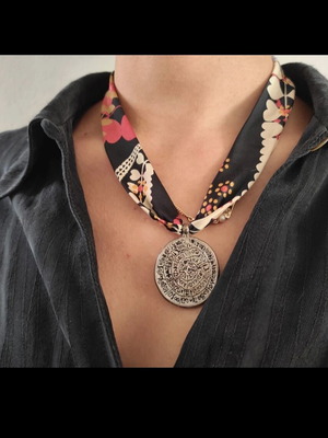 Fabric necklace with Phaistos Disc pendant