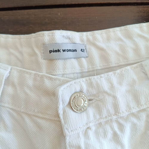 Pink Woman white high-waist denim shorts like new, size L