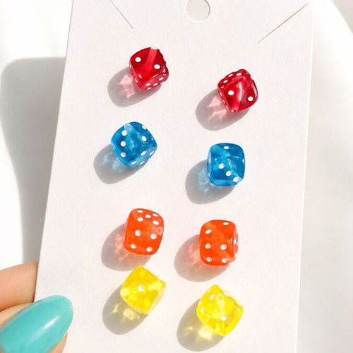 Y2K Handmade Lucky Dice Earrings in 4 Colors