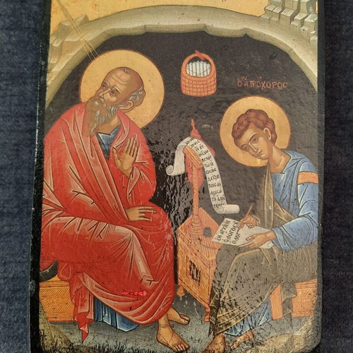 Wooden icon of Saint John the Theologian and Saint Prochorus like new