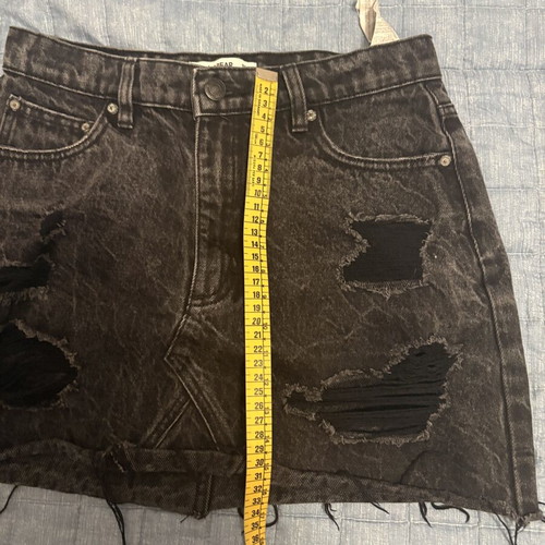 Pull&Bear black acid wash denim mini skirt with ripped details