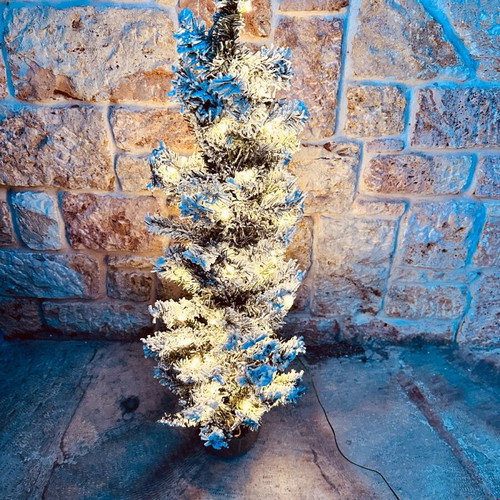 Christmas tree snow-covered with 70 white LED lights, new
