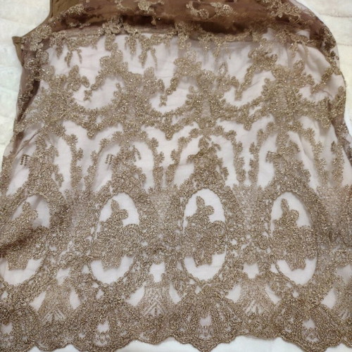 Cotton blouse with tulle lace and old gold lame like new, size M