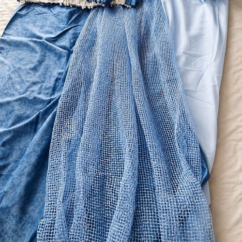 Curtains set of 4 like new, blue razmir and light blue georgette