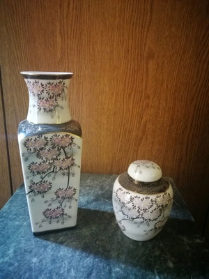 Japanese porcelain vase and ginger jar like new