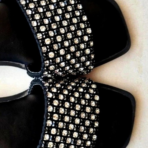 Cassandra women's slides size 40 like new, black with strass