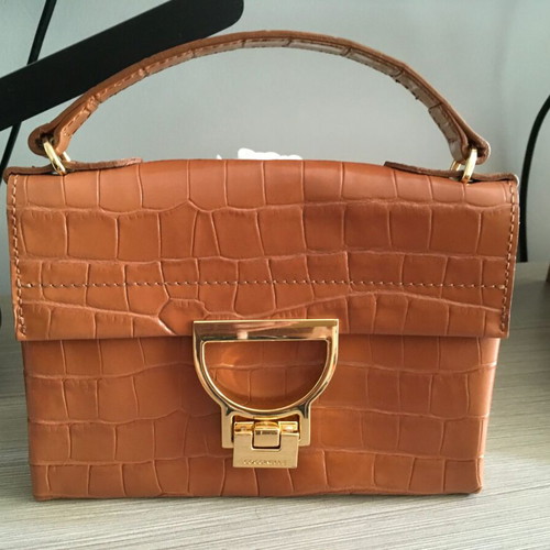 Coccinelle Mini Bag Mignon Croco Shiny Soft like new, brown
