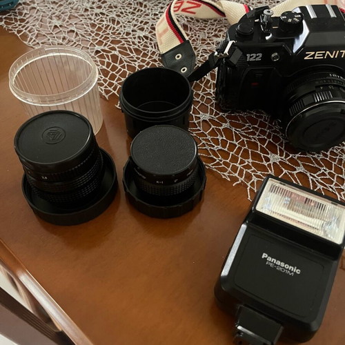 Zenit 122 like new with 3 lenses, 6 filters and flash