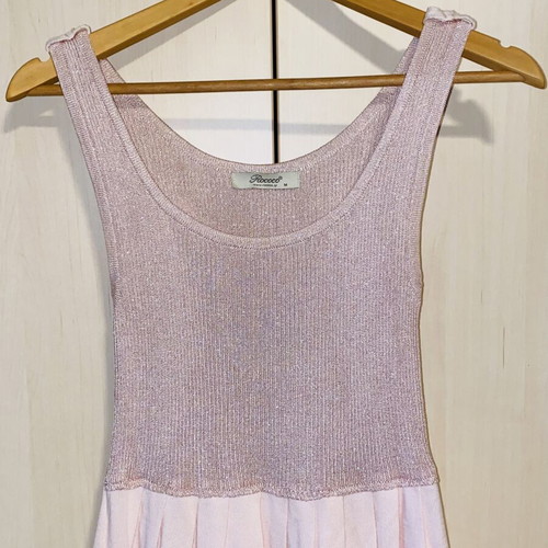 Rococo romantic sleeveless dress in soft pink, new