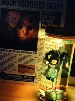Jason horror decorative figure with water and 5-color LED lighting