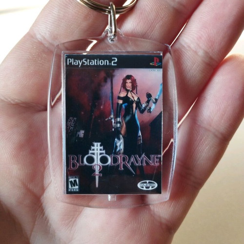 Bloodrayne 2 PS2 keychain, transparent acrylic, 4 x 5.5 cm