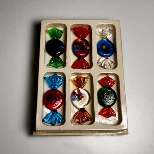 Murano-style handmade glass candy decorations, 3 collectible sets (18 pieces)