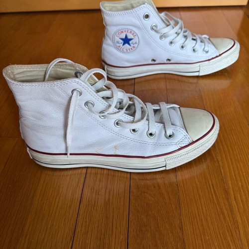 Converse white leather women's shoes used, size 37