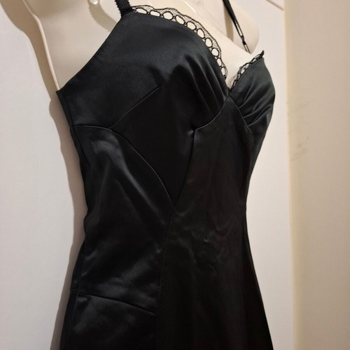Dolce & Gabbana Black Satin-Look Cocktail Mini Dress IT 40 like new