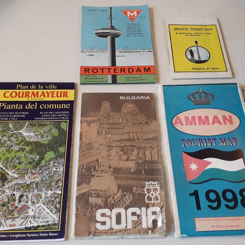 Maps used, pack of 5, various cities