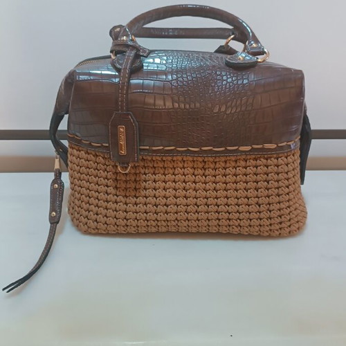 Handmade Myrsini Doctor Handbag by Handibrand new, leather and crochet