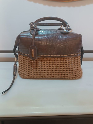 Handmade Myrsini Doctor Handbag by Handibrand new, leather and crochet