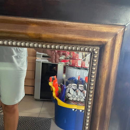 Mirror large dark brown with gold frame like new