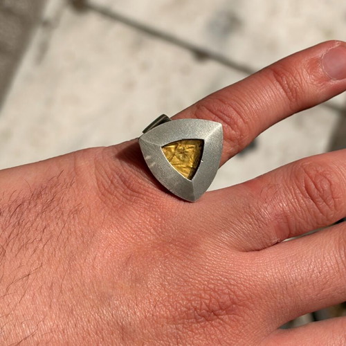 Silver gold ring 950/24k used, size 16/56